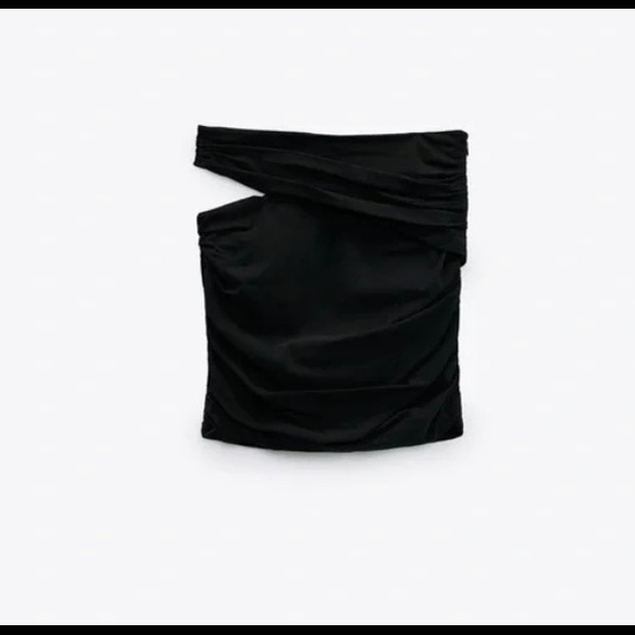Zara Black Cut Out Draped Mini Skirt. NWT. Size X Small. - Picture 6 of 11